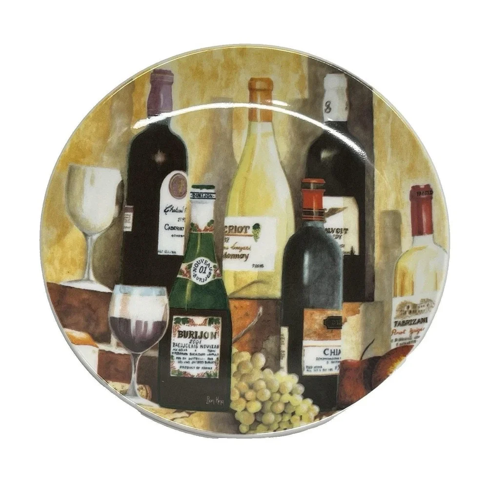 Ron King Santa Barbara Ceramic Design Appetizer Dessert Canape Plates Wine Theme